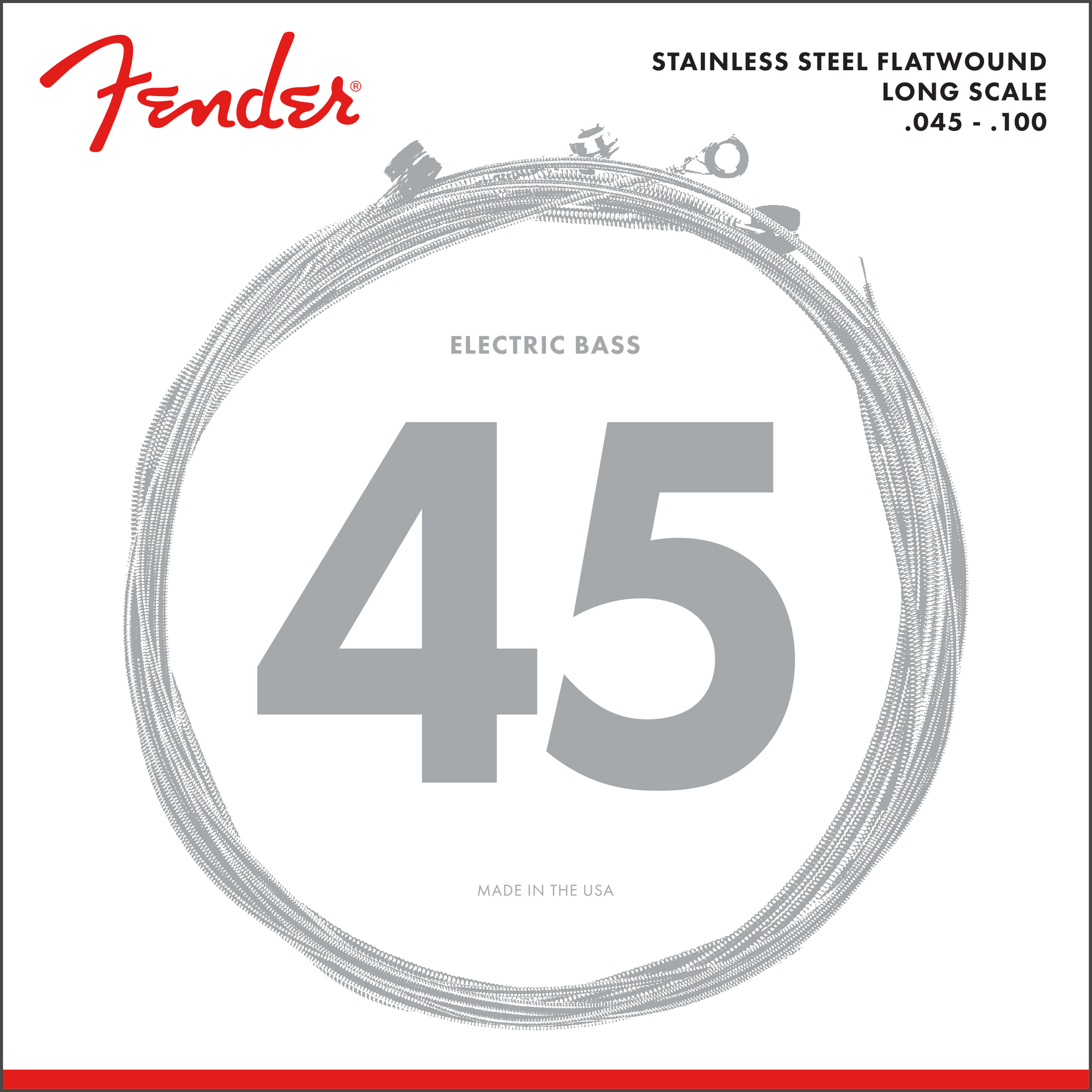 Fender Stainless 9050s Bass Strings Stainless Steel Flatwound 9050L .045-.100 Gauges