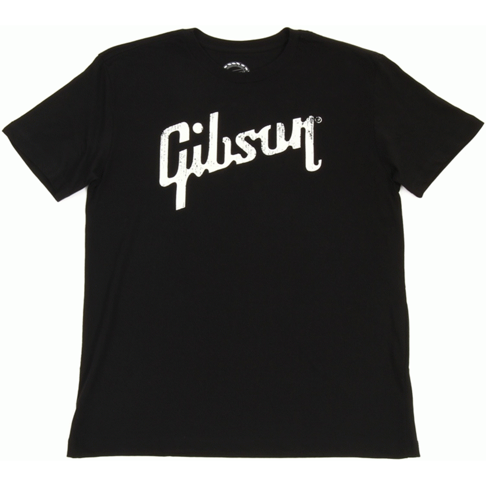 Gibson Size Distressed Gibson Logo Small Size T Shirt in Black