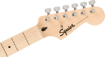 Squier FSR Squier Sonic Stratocaster, Maple Fingerboard, Black Pickguard in White Plastic Parts, Black