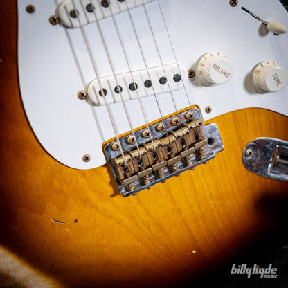 Fender Custom Shop Limited Edition 70th Anniversary 1954 Stratocaster Heavy Relic Electric Guitar in Wide-Fade 2-Color Sunburst