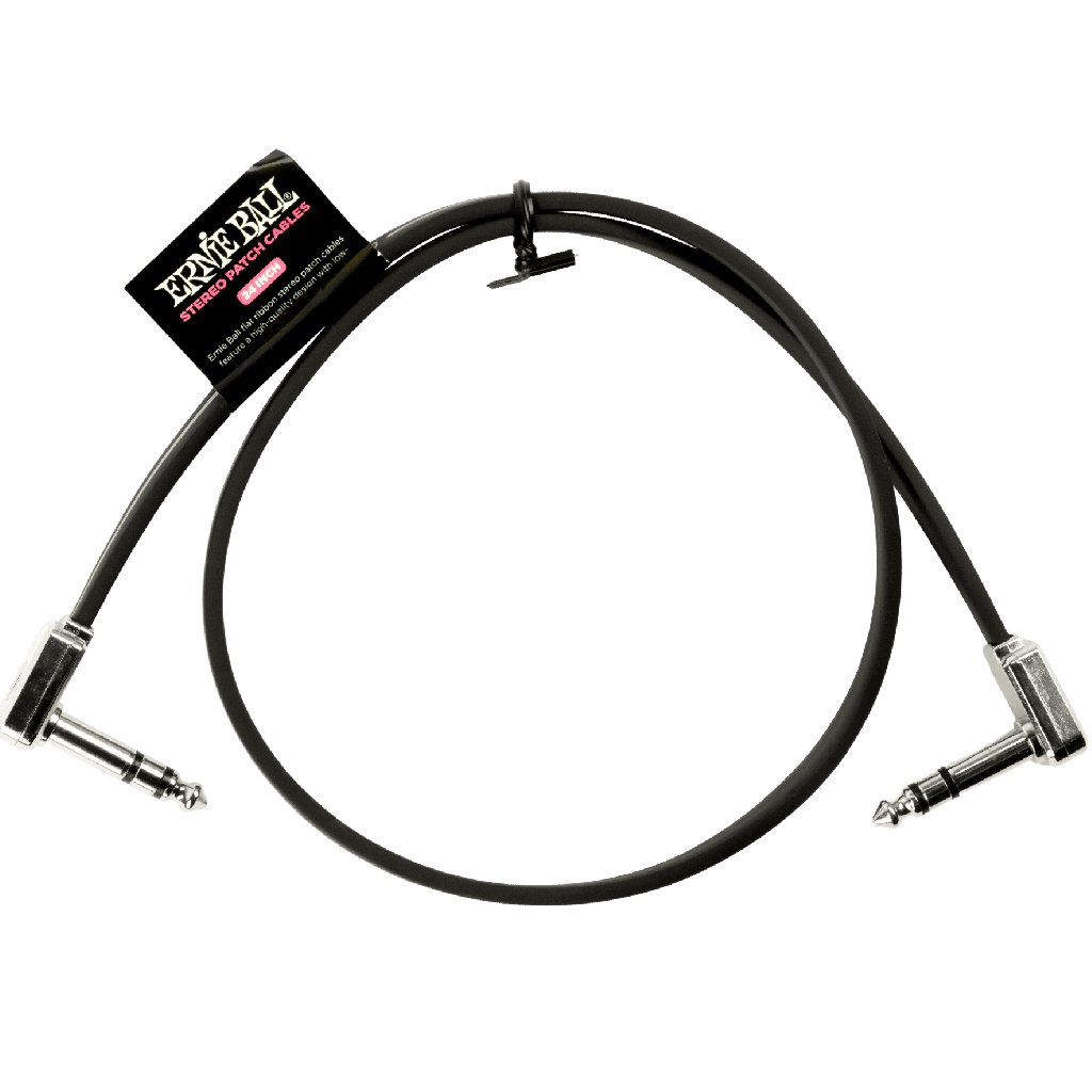 Ernie Ball 24" Flat Ribbon Stereo Patch Cable in Black
