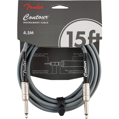 Fender Straight to Straight Instrument Contour 15' Cable in Inca Silver