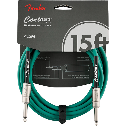 Fender Straight to Straight Instrument Contour 15' Cable in Sherwood Green