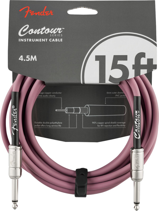 Fender Straight to Straight Instrument Contour 15' Cable in Burgundy Mist
