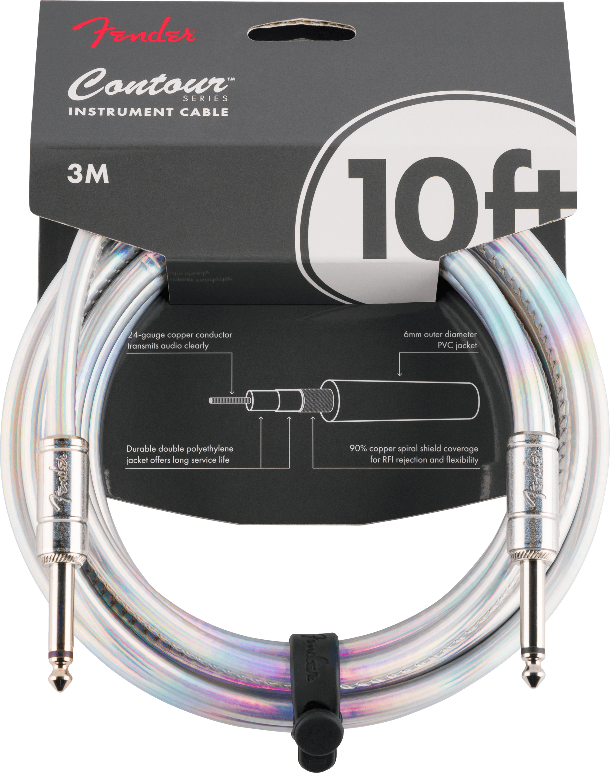 Fender 10' Contour Instrument Cable in Iridescent