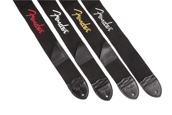 Fender Polyester Logo Straps in Black with Gray Logo