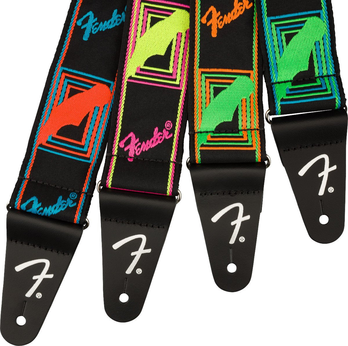 Fender Neon Monogrammed Strap in Yellow And Pink