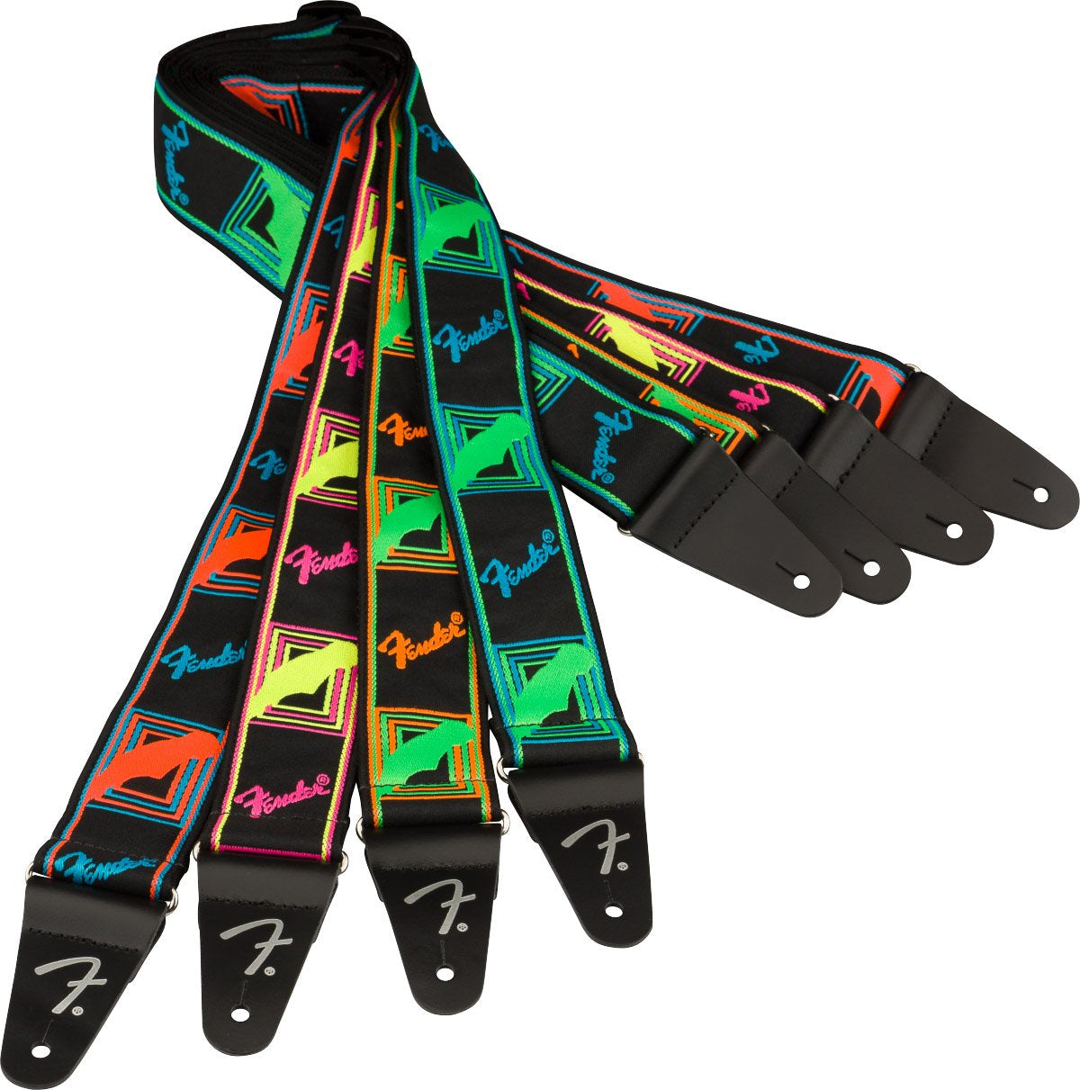 Fender Neon Monogrammed Strap in Yellow And Pink