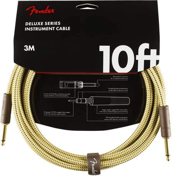 Fender Deluxe Series Instrument Cable 10ft in Tweed