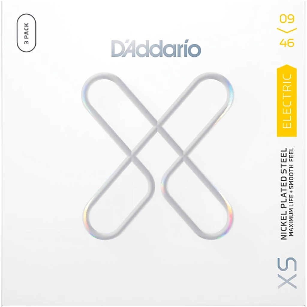 D'Addario XS Super Light Top Regular Bottom Coated Electric Guitar Strings 3 Pack 9-46 Gauge