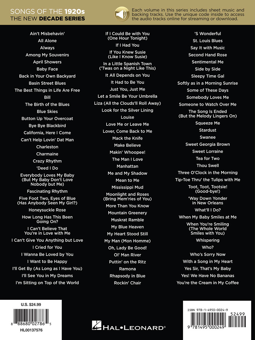 Songs of the 1920s The New Decade Series PVG BK/OLA