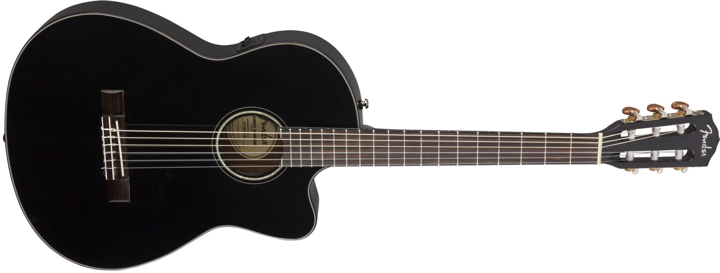 Fender CN140SCE Nylon Thinline, Walnut Fingerboard in Black