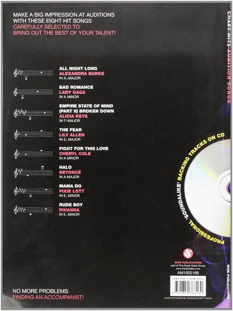 Audition Songs For Female Singers Chart Hits Bk/Cd