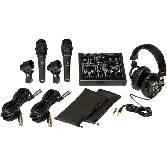 Mackie Performance Bundle With PROFX6V3 Effects Mixer With USB Two EM-89D Dynamic Mics and MC-100 Headphones