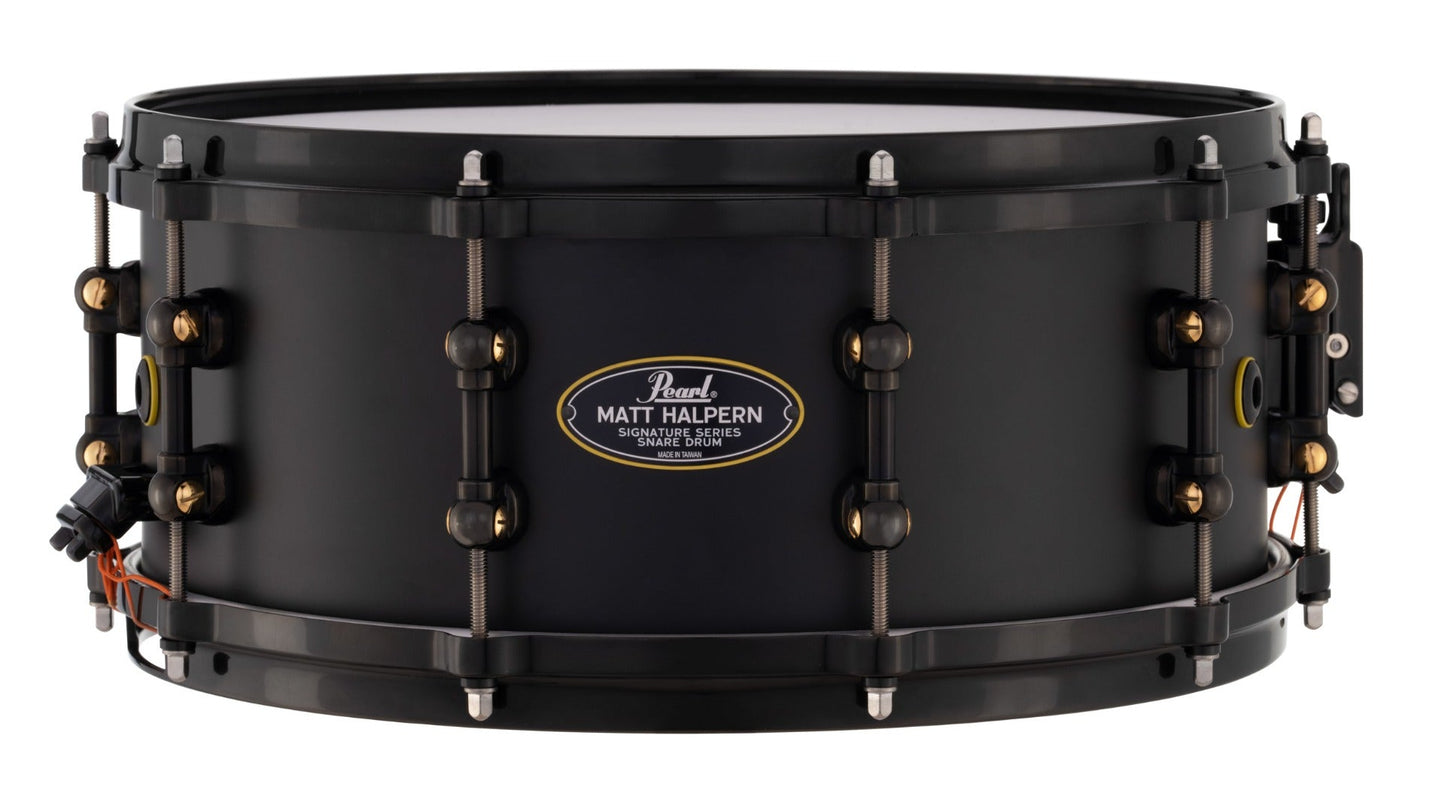 Pearl Matt Halpern 14"x6" Signature Snare Drum Black on Brass