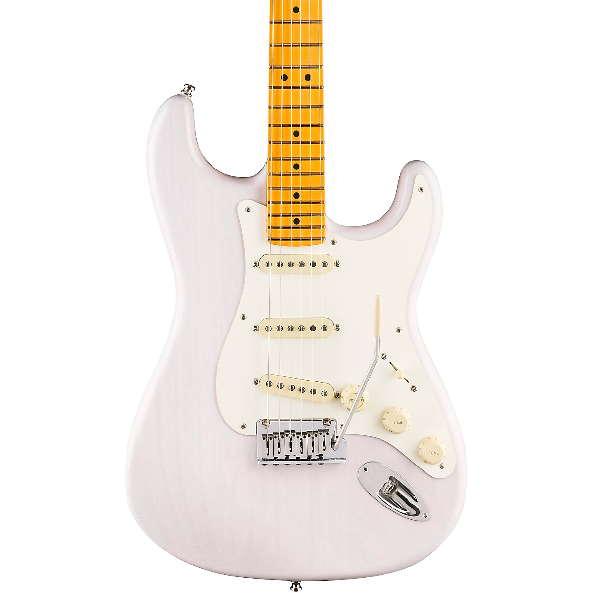 Fender American Ultra Luxe Vintage '50s Stratocaster Electric Guitar, Maple Fingerboard in White Blonde