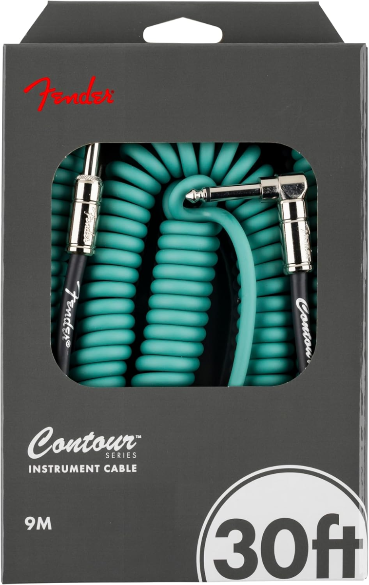 Fender Contour™ Series 30'  Coil Instrument Cable in Sherwood Green