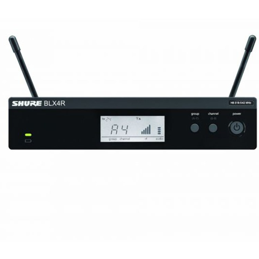 Shure Wireless 1/2R Lavalier System BLX1 Tx; WL93 Mic; BLX4R Rx Auto Setup 614-638MHz