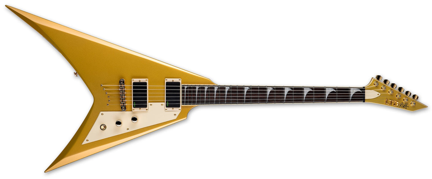 ESP LTD Kirk Hammett Signature V Electric Guitar in Metallic Gold