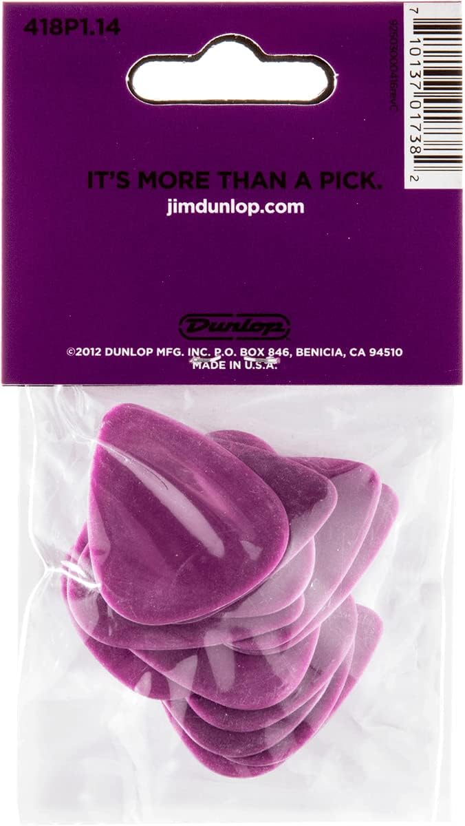 Jim Dunlop Tortex Standard Guitar Pick 1.14mm 12 Pack in Purple