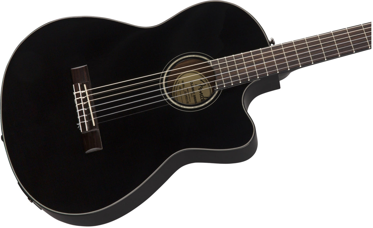 Fender CN140SCE Nylon Thinline, Walnut Fingerboard in Black