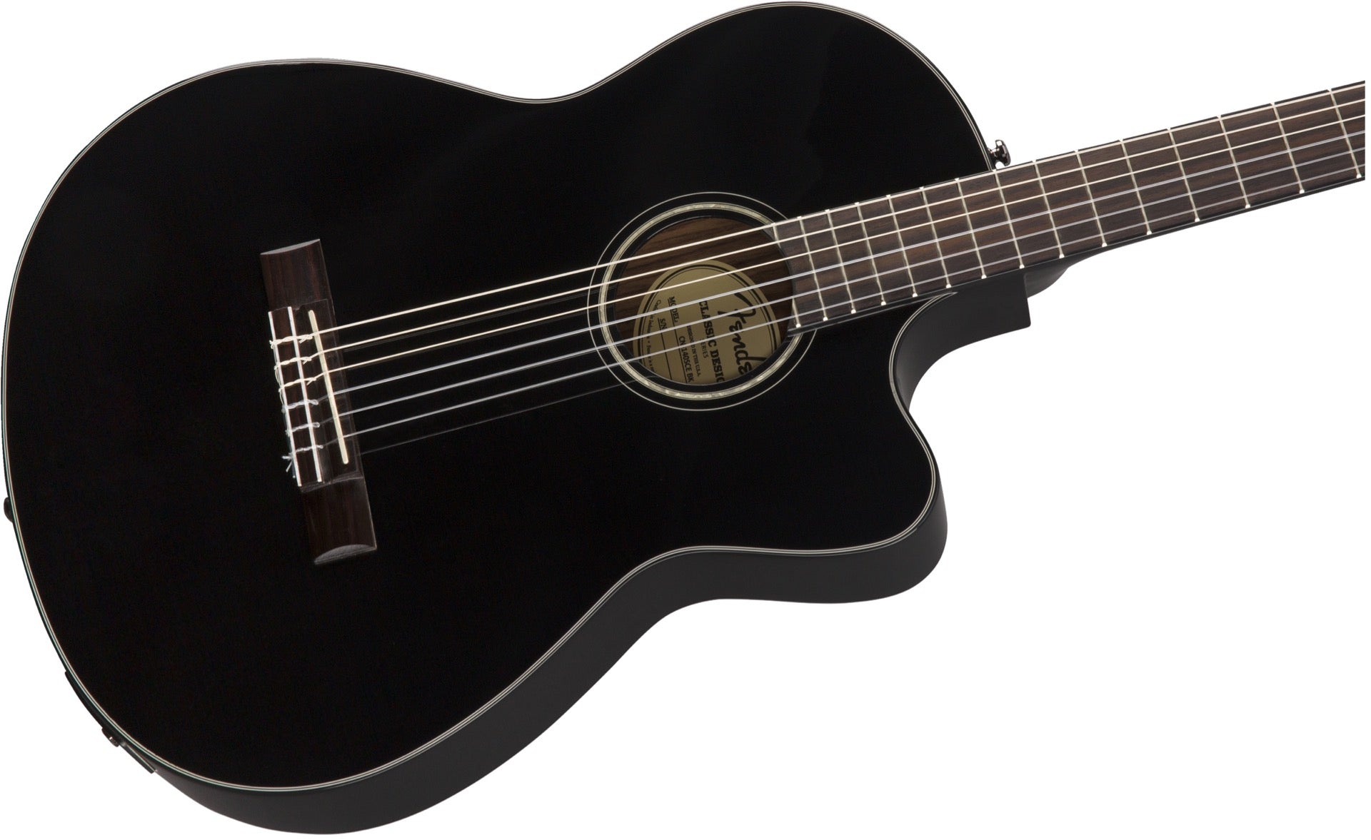 Fender CN140SCE Nylon Thinline, Walnut Fingerboard in Black