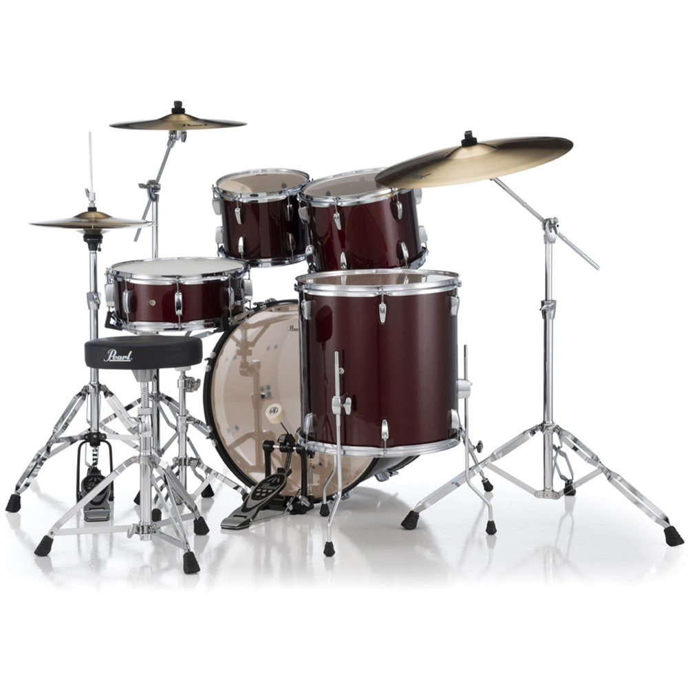 Pearl Roadshow-Plus 5-Piece Drum Kit with Cymbal Pack in Red Wine