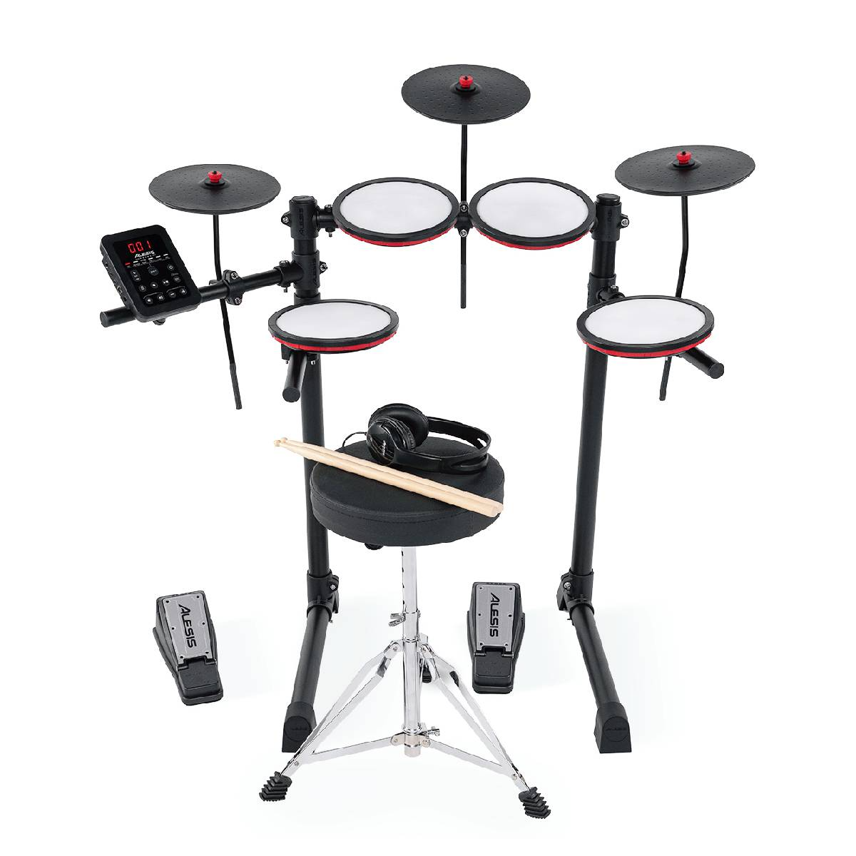 Alesis TURBOMAX All-In-One 7-Piece Electronic Drum Kit with Mesh Heads & Bluetooth