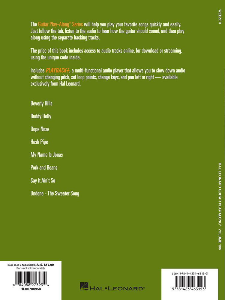 Weezer Guitar Playalong Volume 106 BK/OLA