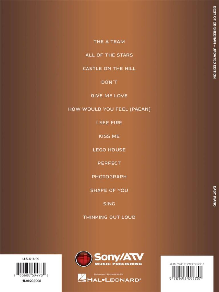 Best Of Ed Sheeran For Easy Piano Updated Edition