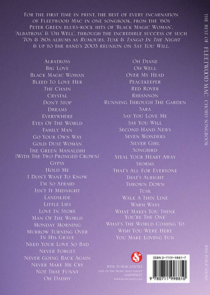 The Best Of Fleetwood Mac Chord Songbook