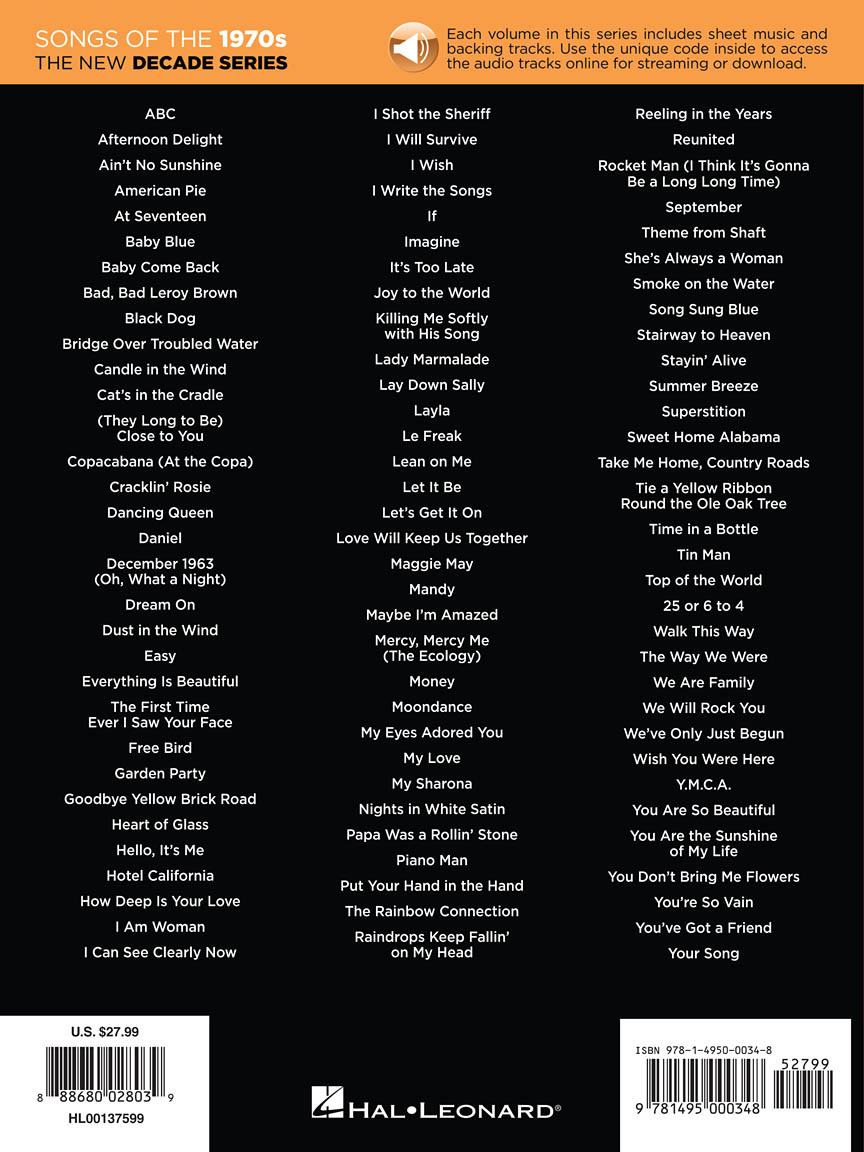 Songs of the 1970s The New Decade Series PVG BK/OLA