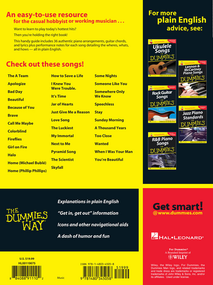 Top Piano Hits for Dummies The Fun and Easy Way PVG