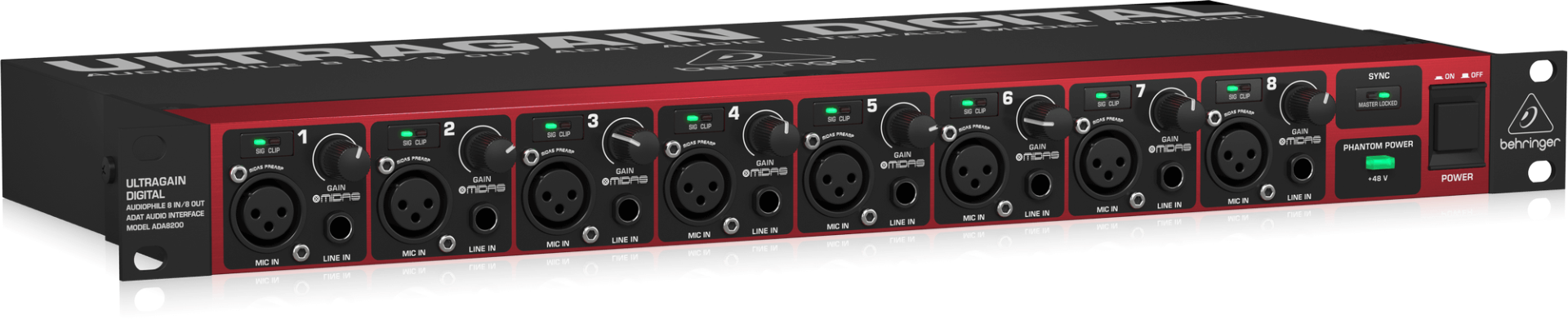 Behringer Ultragain Digital ADA8200 Audiophile 8 In and 8 Out ADAT Audio Interface