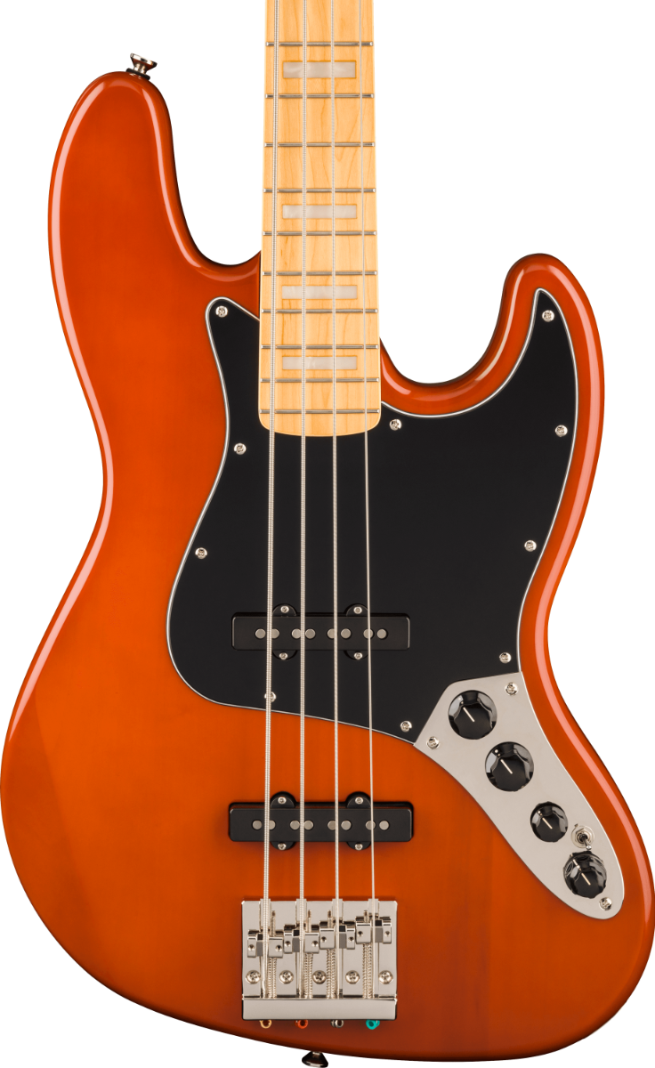 Squier Classic Vibe Active '70s Jazz Bass Guitar, Maple Fingerboard in Mocha