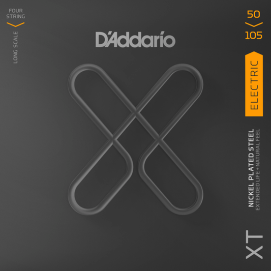 D'Addario XTB50105  XT Nickel Plated Steel Medium Long Scale Coated Bass Guitar Strings  50-105 Gauge