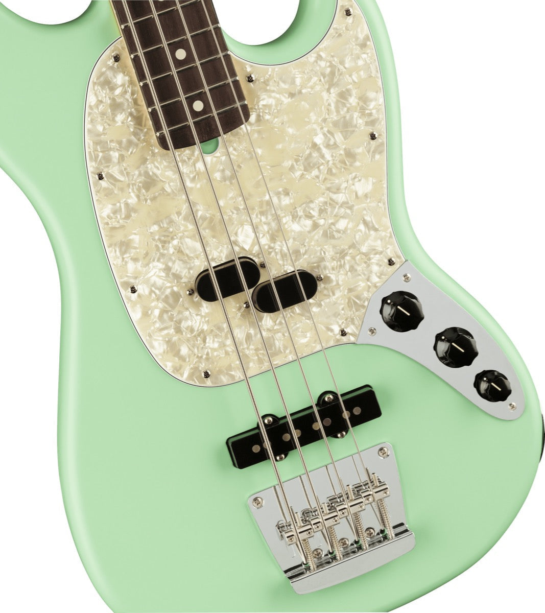 Fender American Performer Mustang Bass, Rosewood Fingerboard in Satin Surf Green