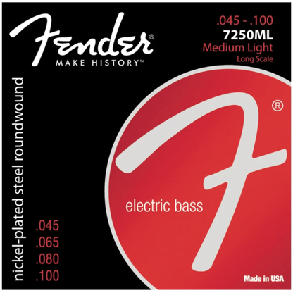 Fender7250ML Nickel Plated Bass Strings Long Scale .045-.100 Gauge
