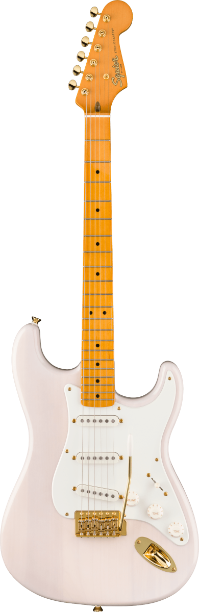 Squier FSR Classic Vibe '50s Stratocaster, Maple Fingerboard, Parchment Pickguard in Gold Hardware, White Blonde