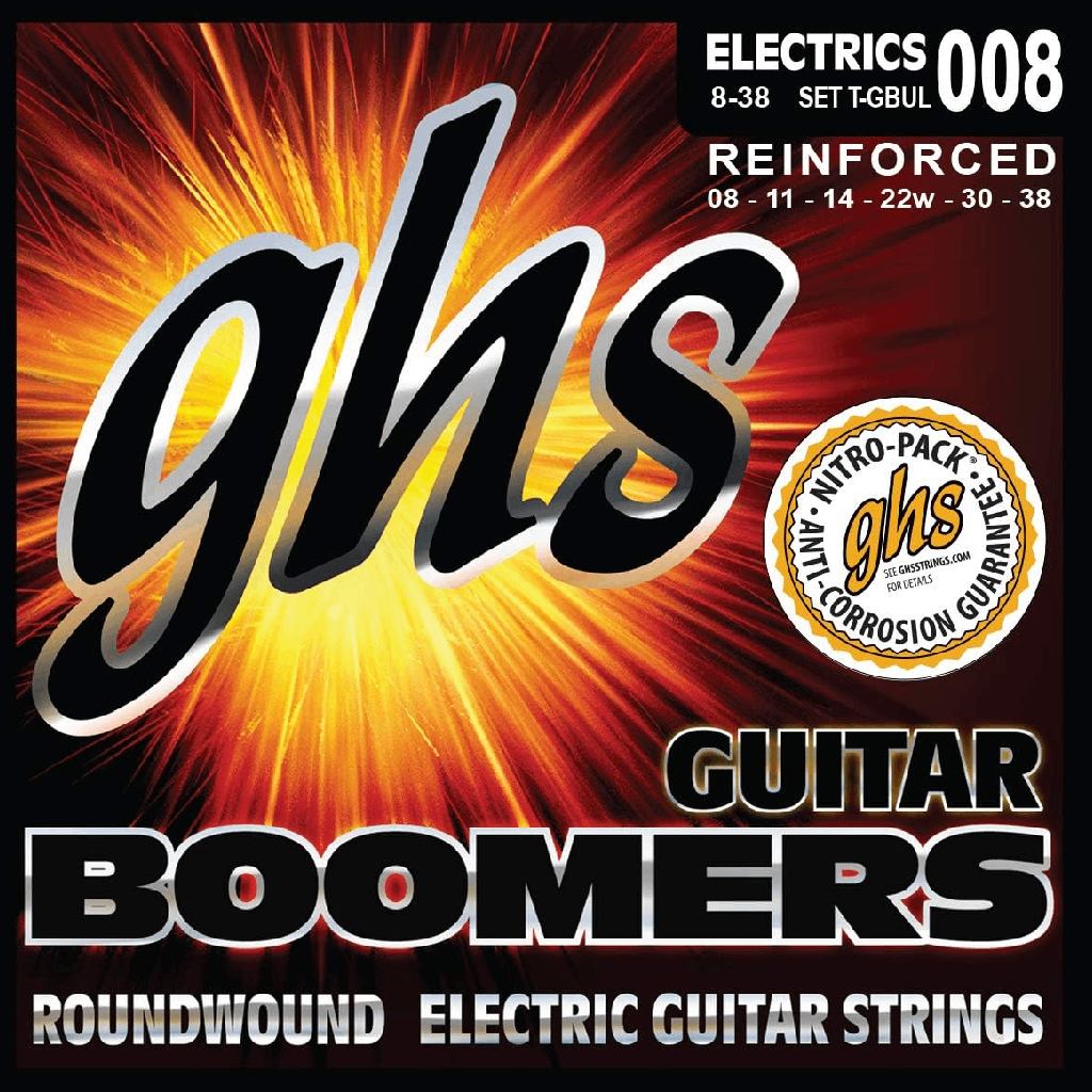 GHS TGBUL Reinforced Boomers Ultra Light Electric Guitar Strings 8-38 Gauge