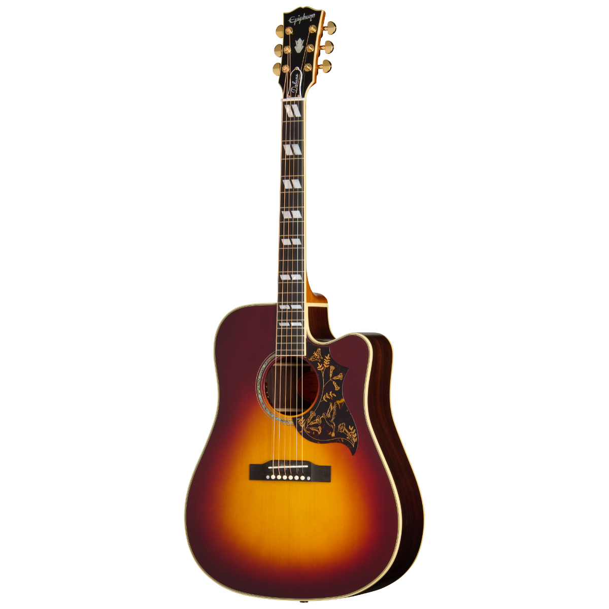 Epiphone Hummingbird Deluxe EC Acoustic Electric Guitar in Autumn Burst