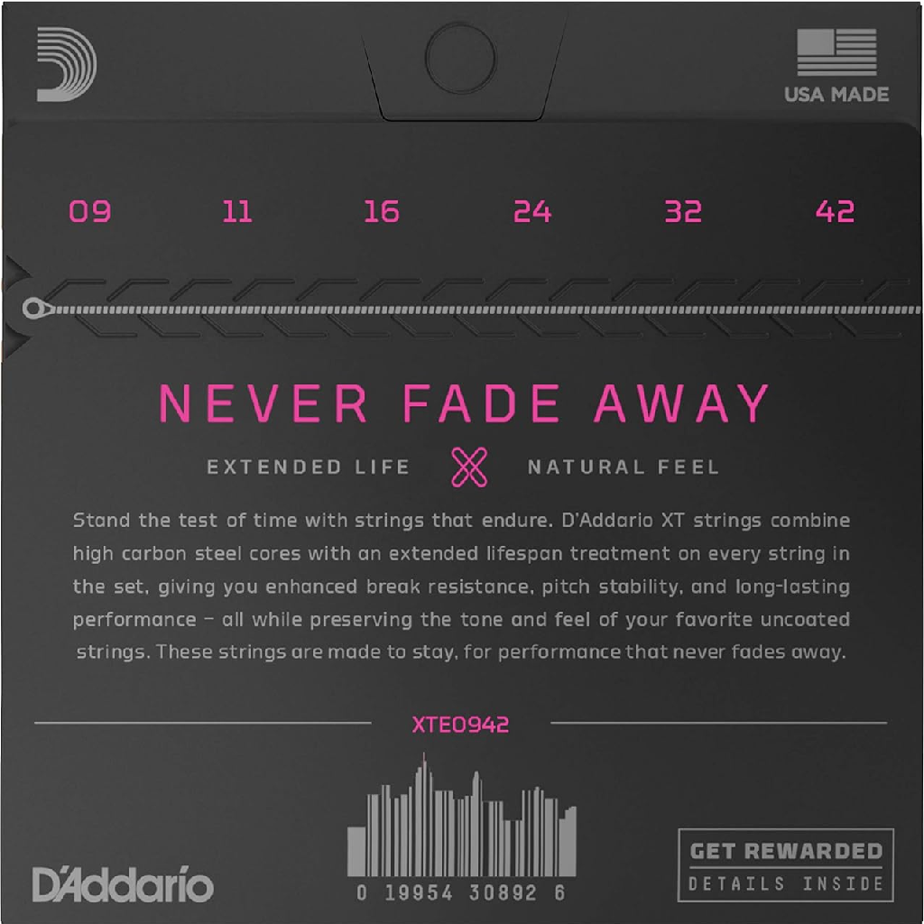 D'Addario XT Nickel Wound Super Light Coated Electric Guitar Strings 9-42 Gauge