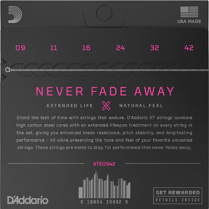 D'Addario XT Nickel Wound Super Light Coated Electric Guitar Strings 9-42 Gauge