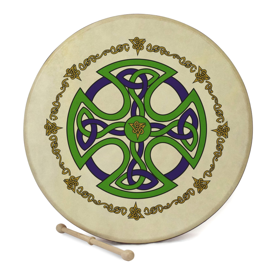 Waltons 18 Inch Gaelic Cross Bodhran Pack and Beater and DVD and Bag