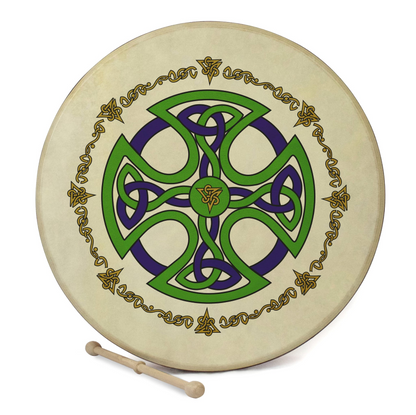 Waltons 18 Inch Gaelic Cross Bodhran Pack and Beater and DVD and Bag