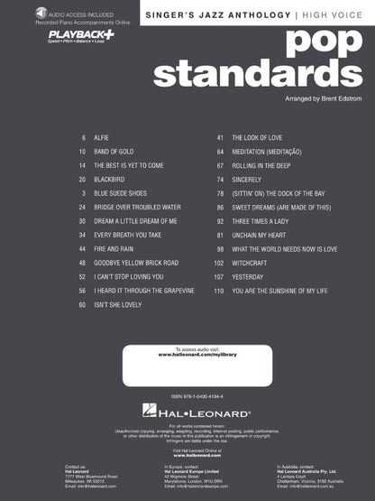 Pop Standards Singers Jazz Anthology High Voice BK/OLA