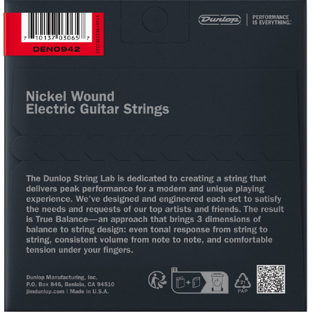 Jim Dunlop Nickel Wound Electric Guitar Strings 09-42 Gauge