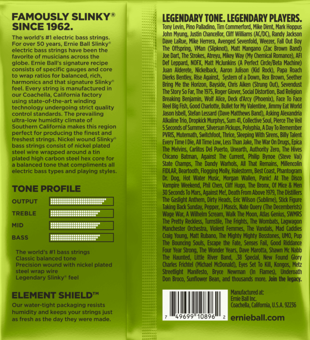 Ernie Ball 2856 Regular Slinky Nickel-wound Electric Bass Guitar Strings, 45-105 Gauge