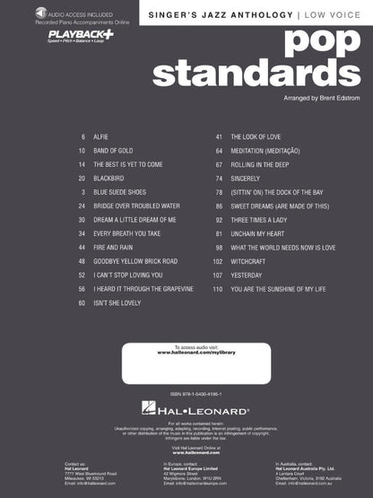 Pop Standards Singers Jazz Anthology Low Voice BK/OLA