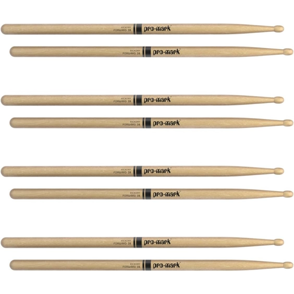 ProMark Forward 2B Hickory Wood Tip Drumsticks 4 Pairs